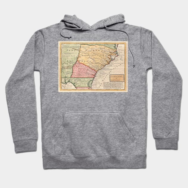 Vintage Map of the Carolinas (1746) Hoodie by Bravuramedia